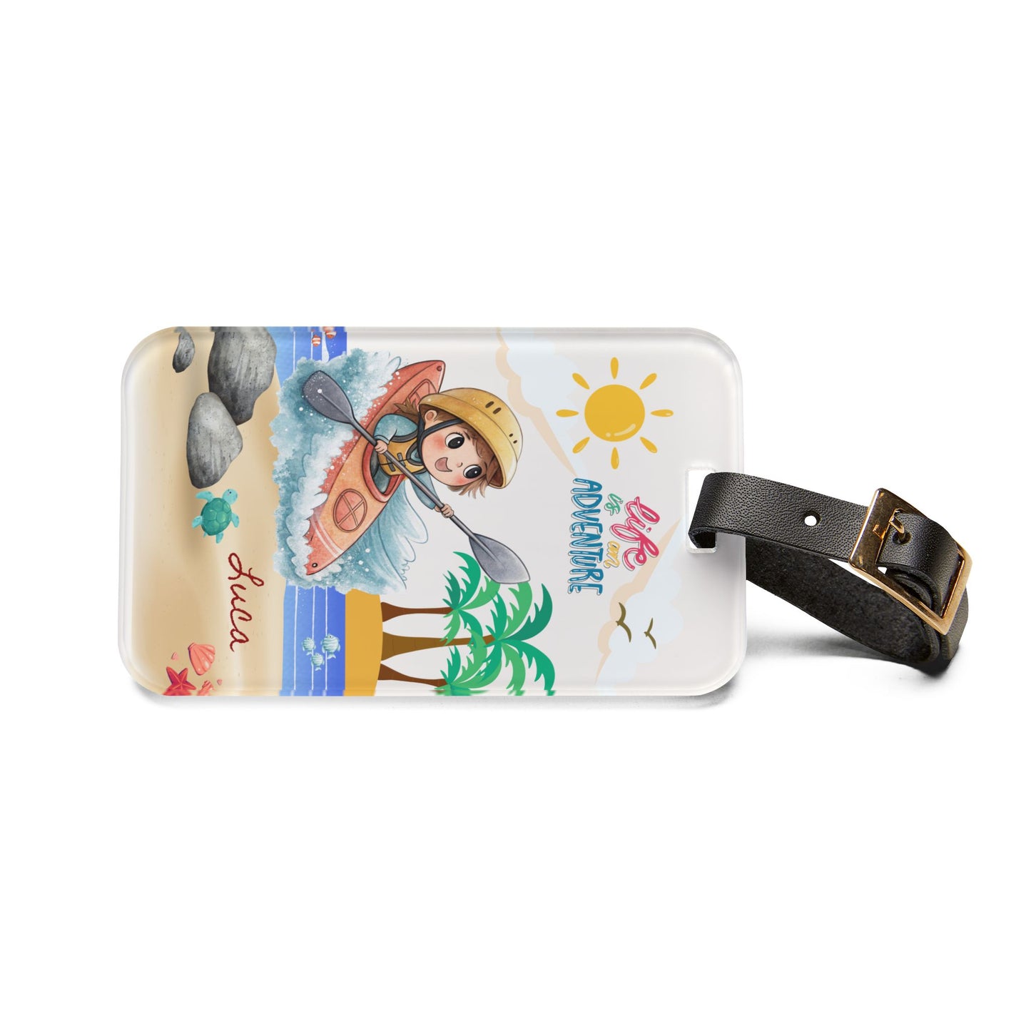 Kayak Adventure Luggage Tag — 'Life Adventure' Beach Kayaker Personalized Travel ID