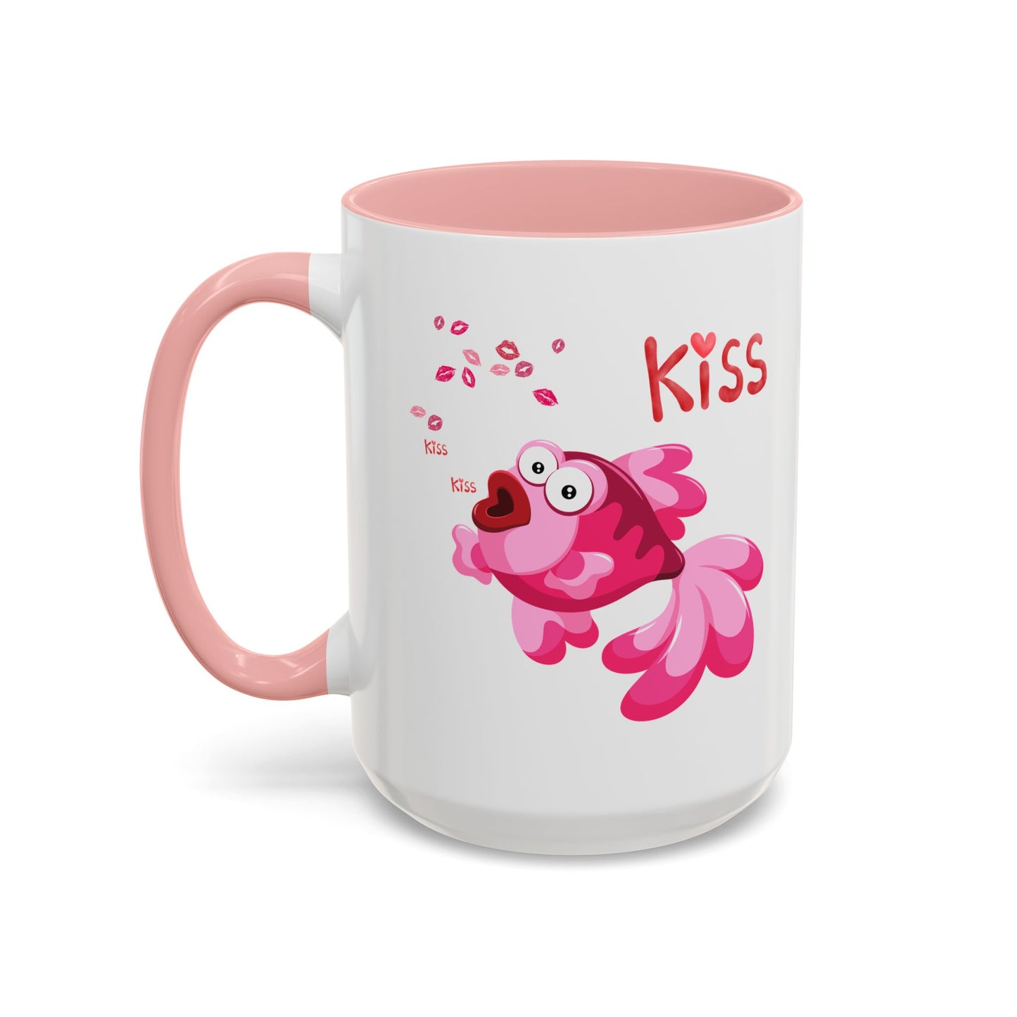 Pink fish with open mouth and kiss Coffee Mug