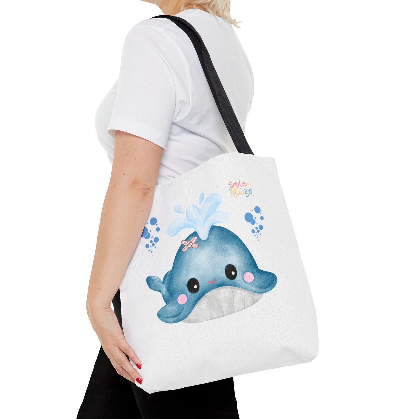 Whale with a bandage and bubble Tote Bag