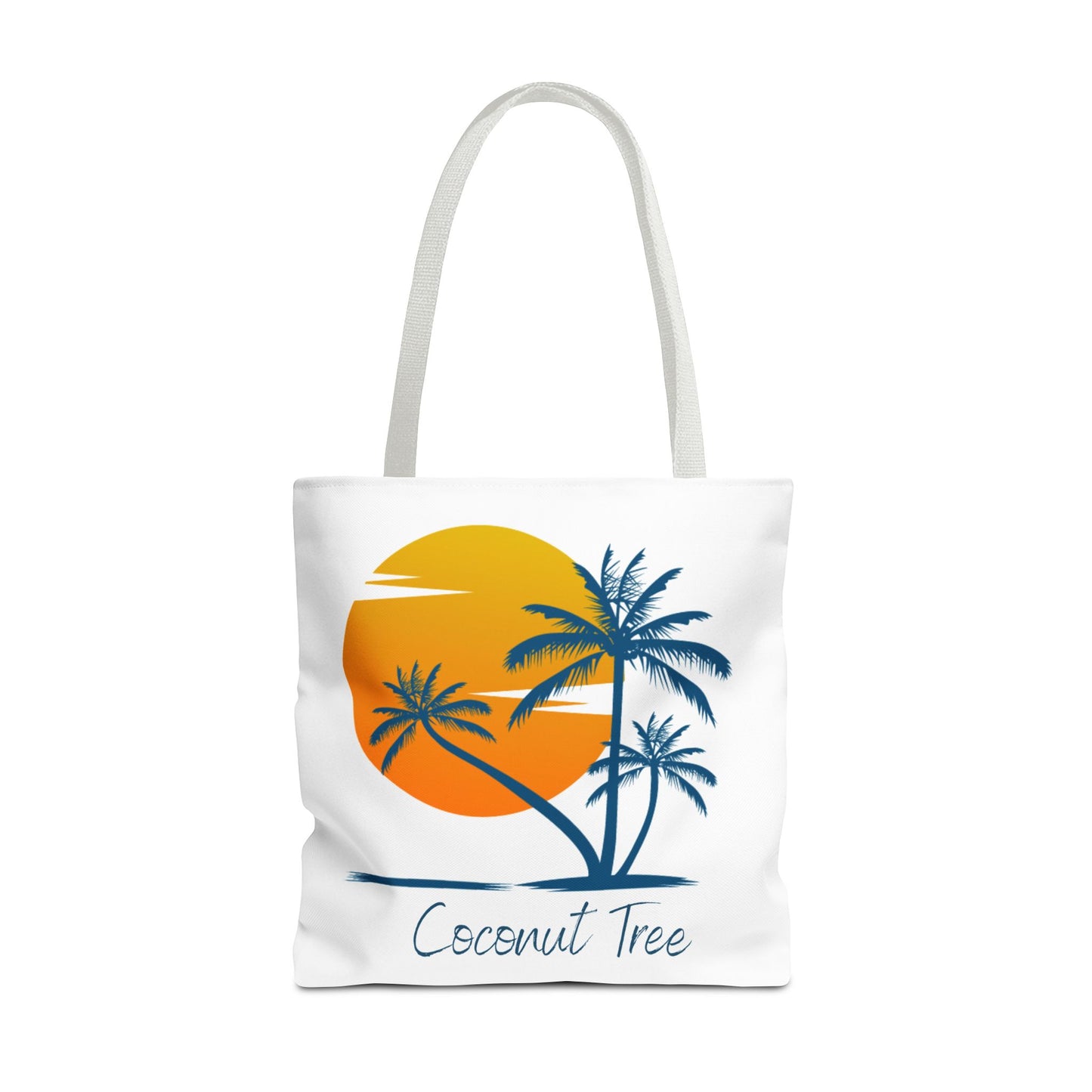 Coconut Tree Tote Bag — Tropical Sunset Beach Canvas Tote