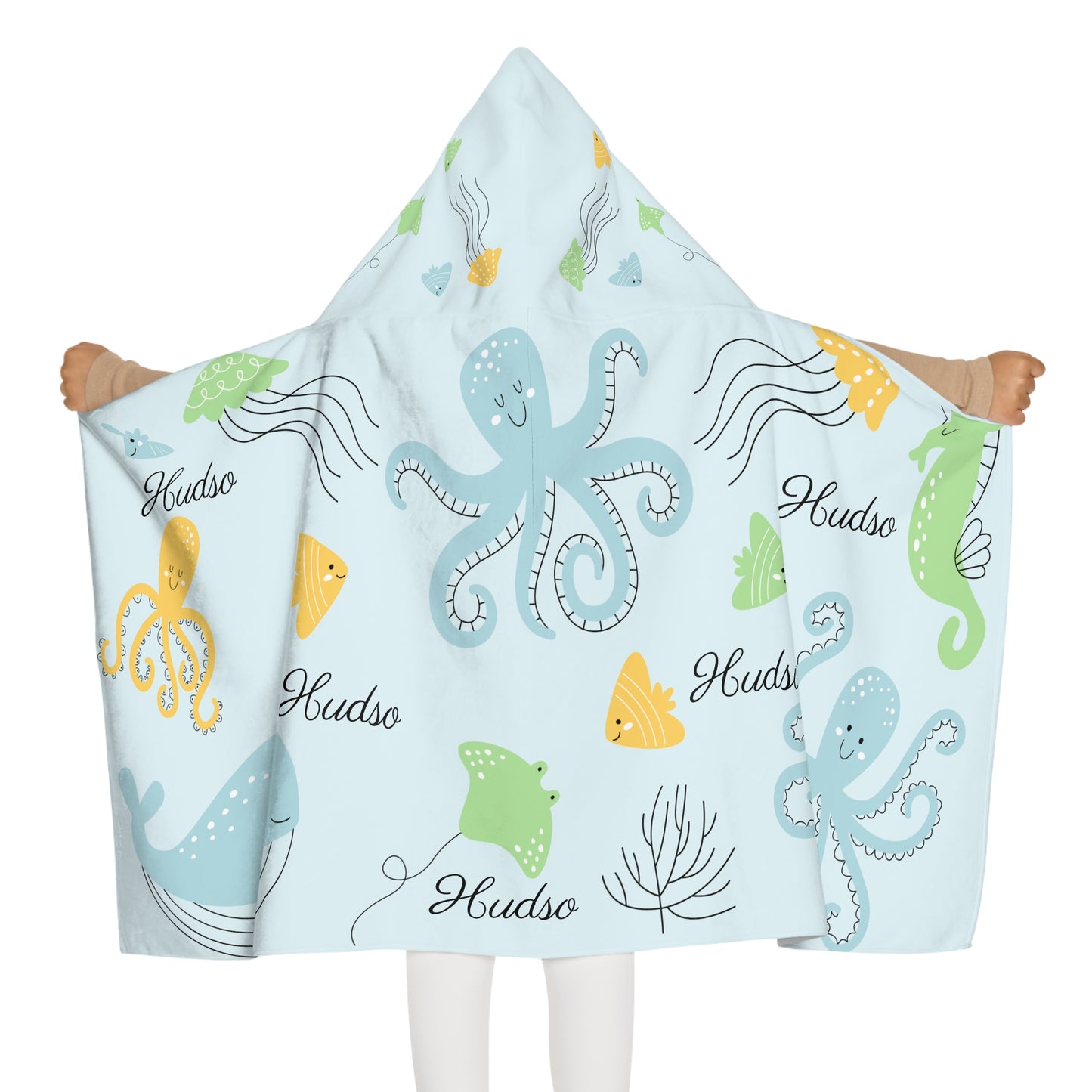 Hooded Towel - Cute Ocean Animals Kids Beach & Bath Towel (Octopus, Whale, Seahorse)