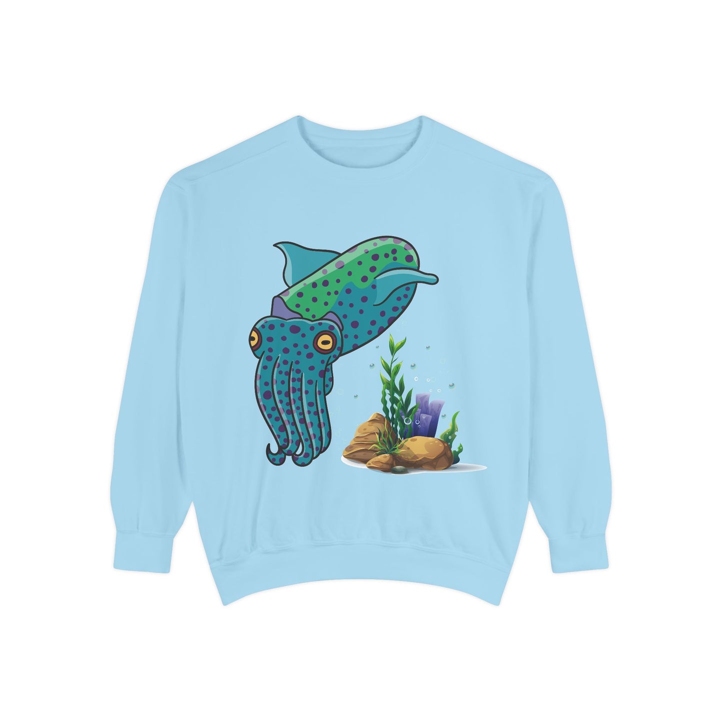 Cute with marine habitat coral and bubbles Unisex Garment-Dyed Sweatshirt