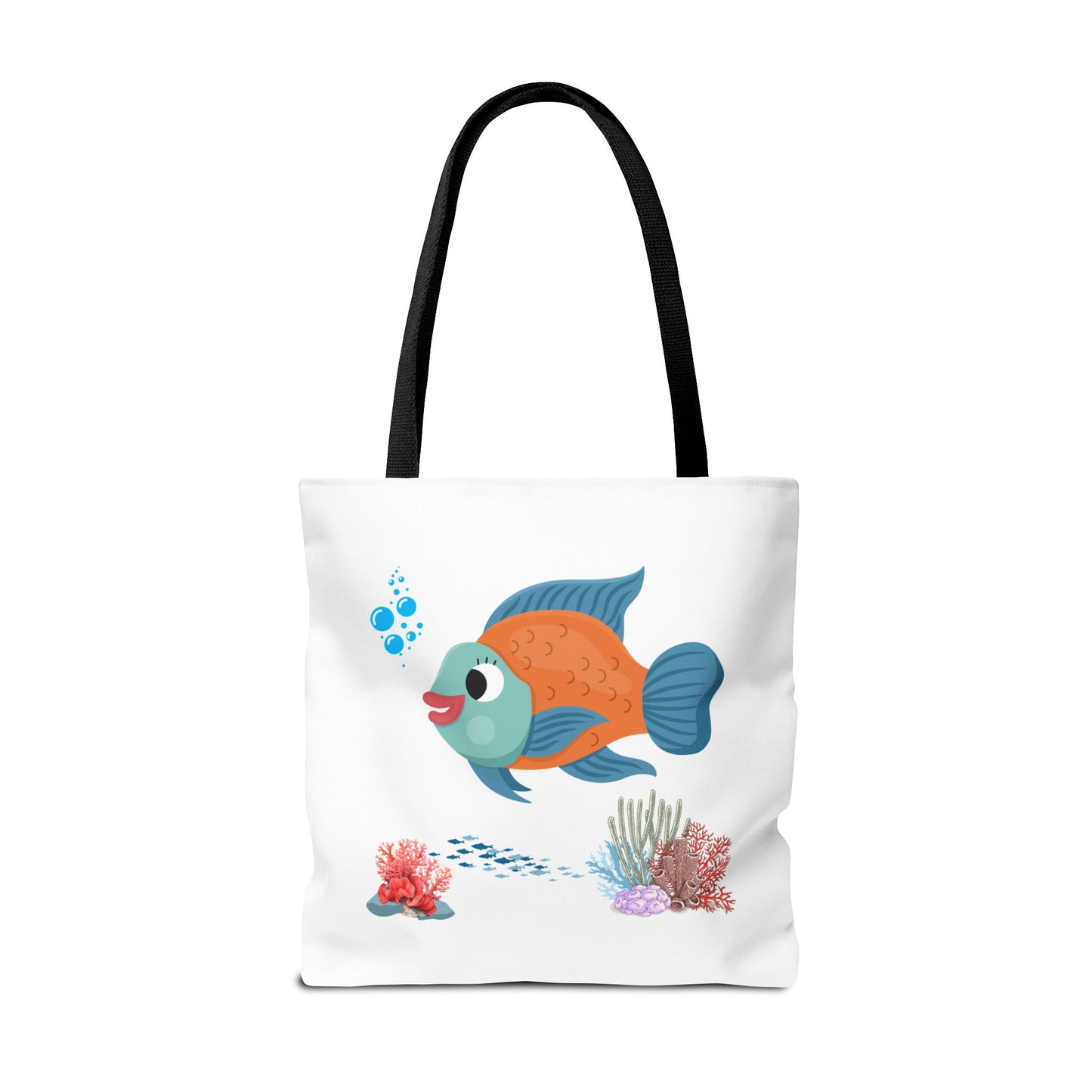Orange and blue fish with coral and bubble Tote Bag