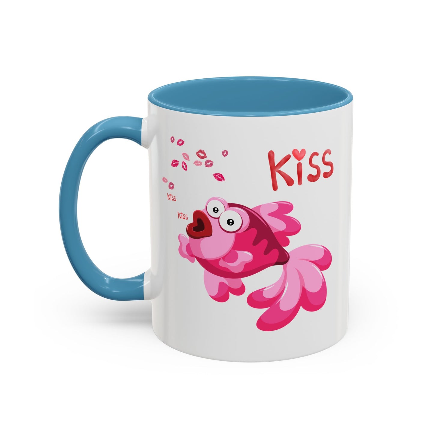 Pink fish with open mouth and kiss Coffee Mug