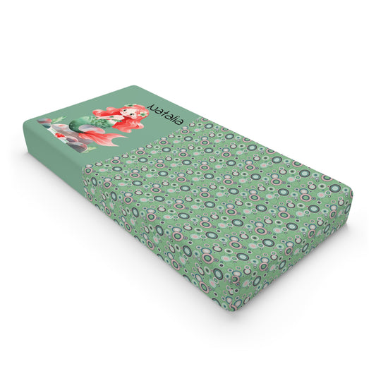 Baby Changing Pad Cover – Green Floral & Red Fox Nursery Print