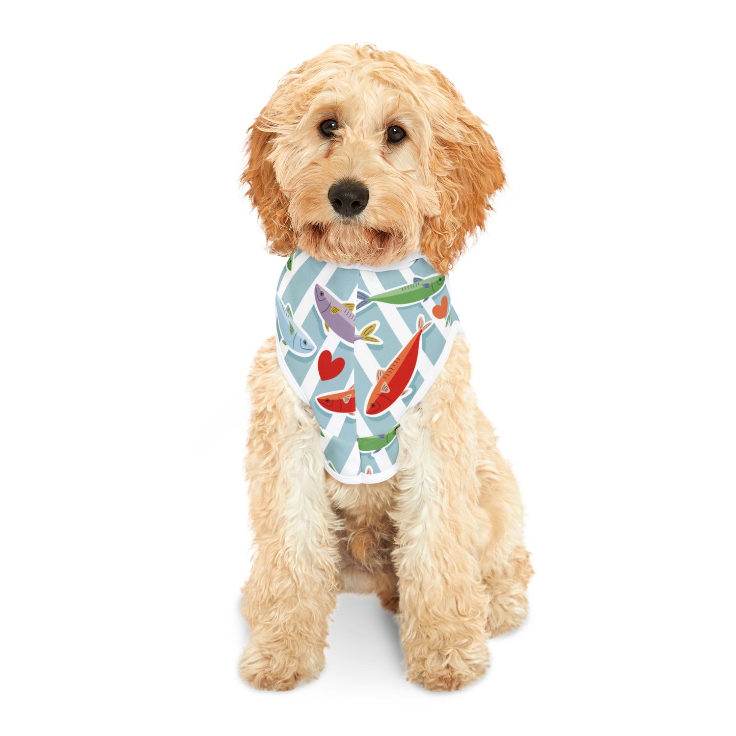 Pet Hoodie — Colorful Fish & Hearts Pattern Dog Hoodie