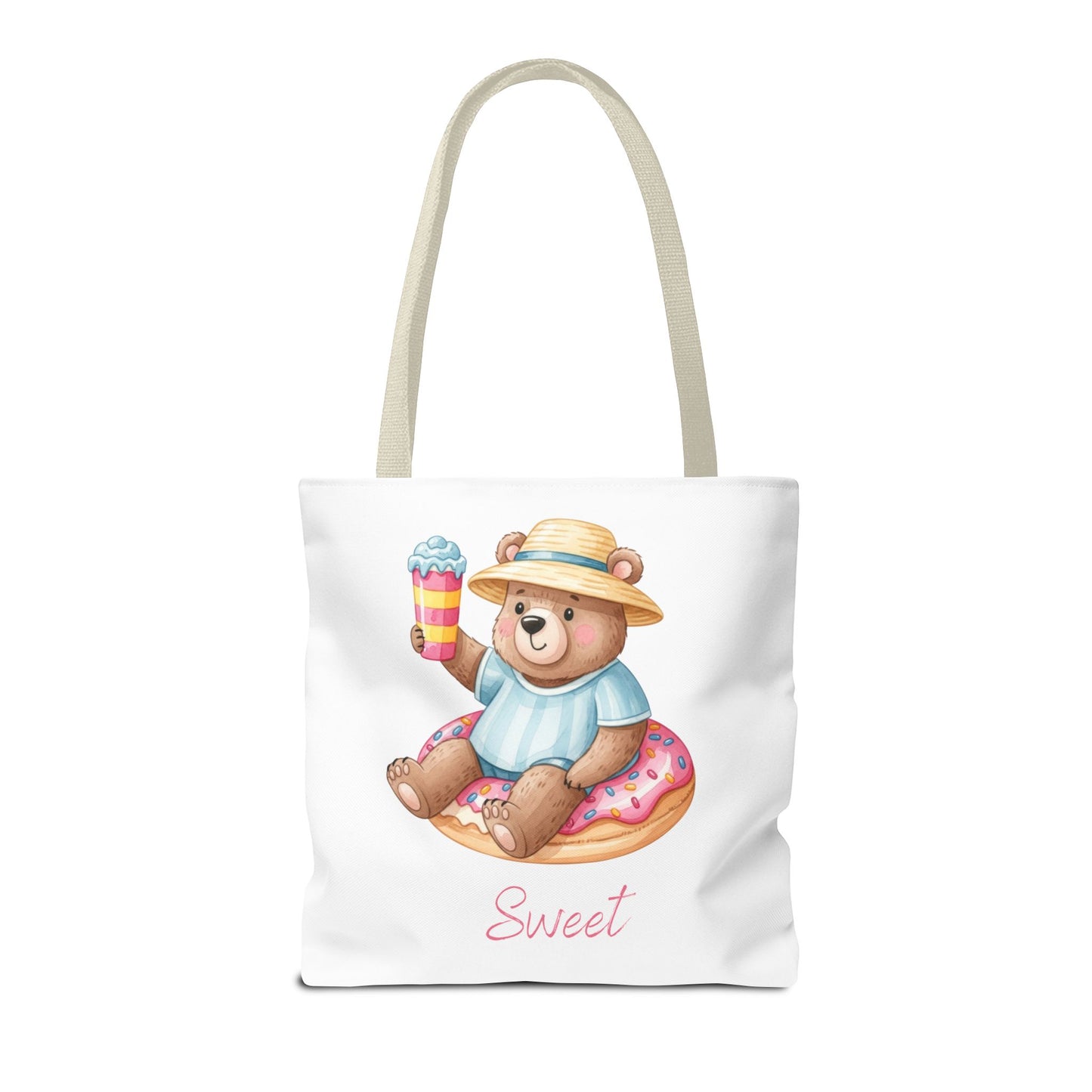 Sweet Bear Beach Tote - Cute Summer Teddy on Donut Float