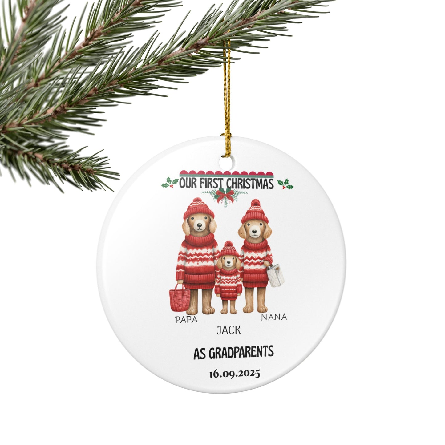 Personalized Christmas Ornament, Pet Family Decoration, 1st Christmas Gift, Custom Family Ornament, Holiday Decor