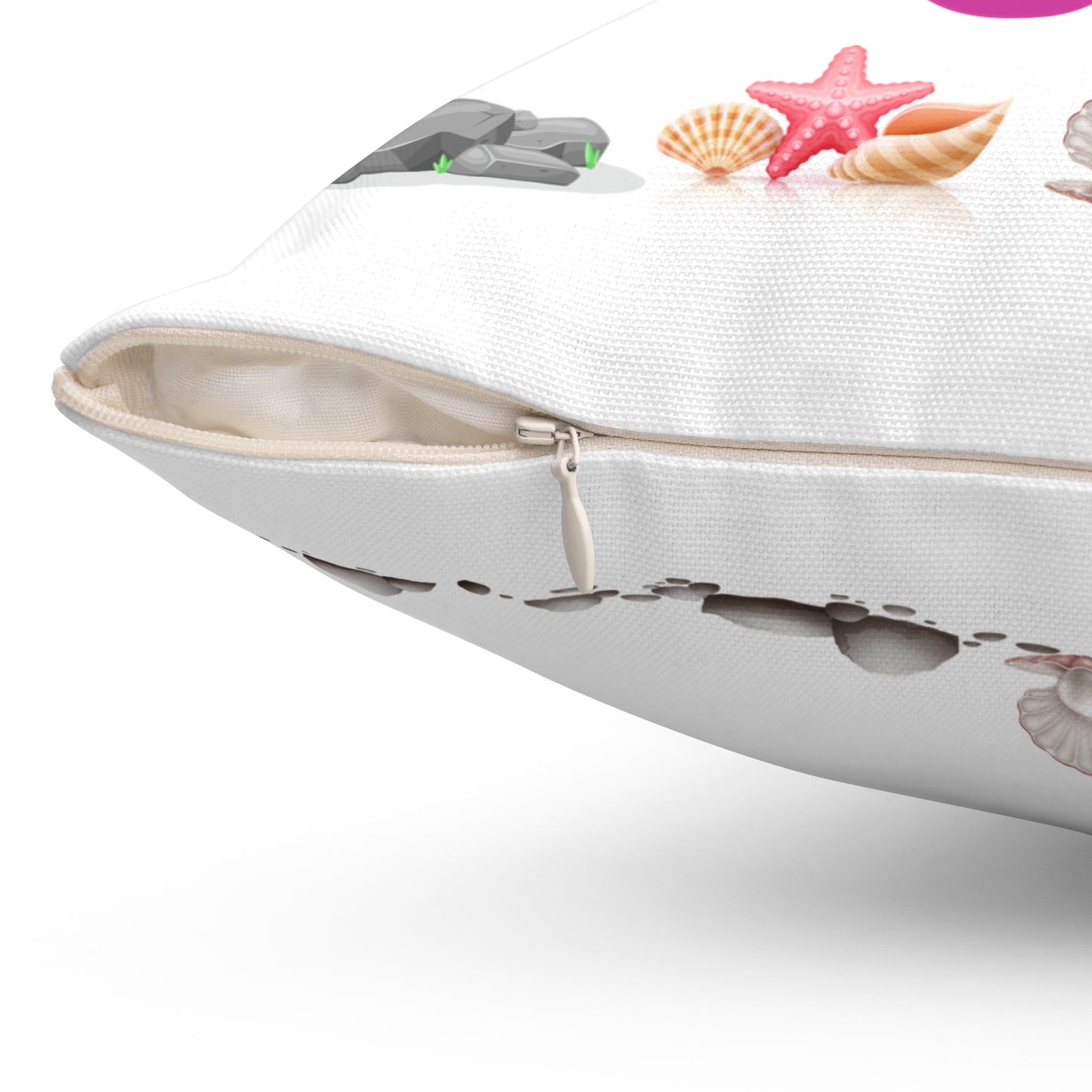 Fish with open mouth bubbles and underwater flora Spun Polyester Square Pillow