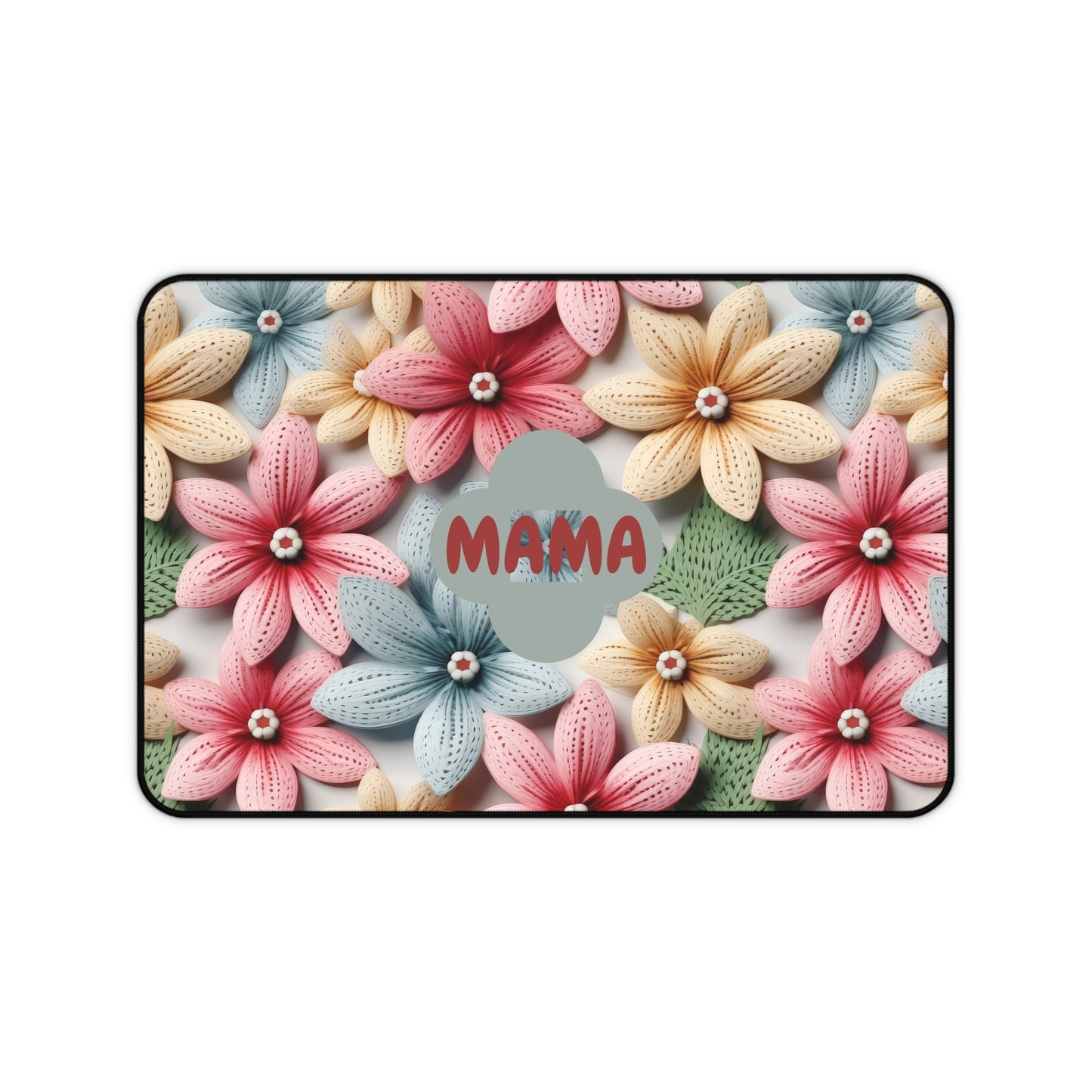 Mama Floral Desk Mat — Colorful Knitted Flower Mouse Pad for Mom, Mother's Day Gift