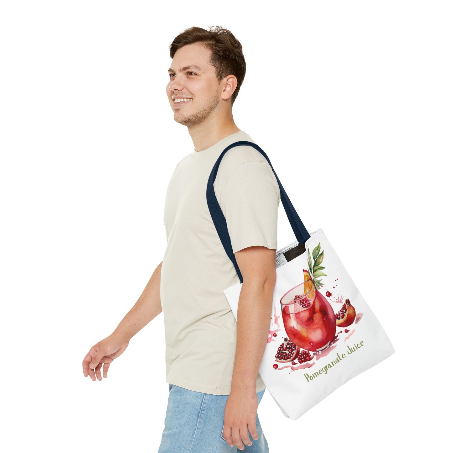 Pomegranate Juice Tote Bag — Watercolor Fruit Canvas Tote