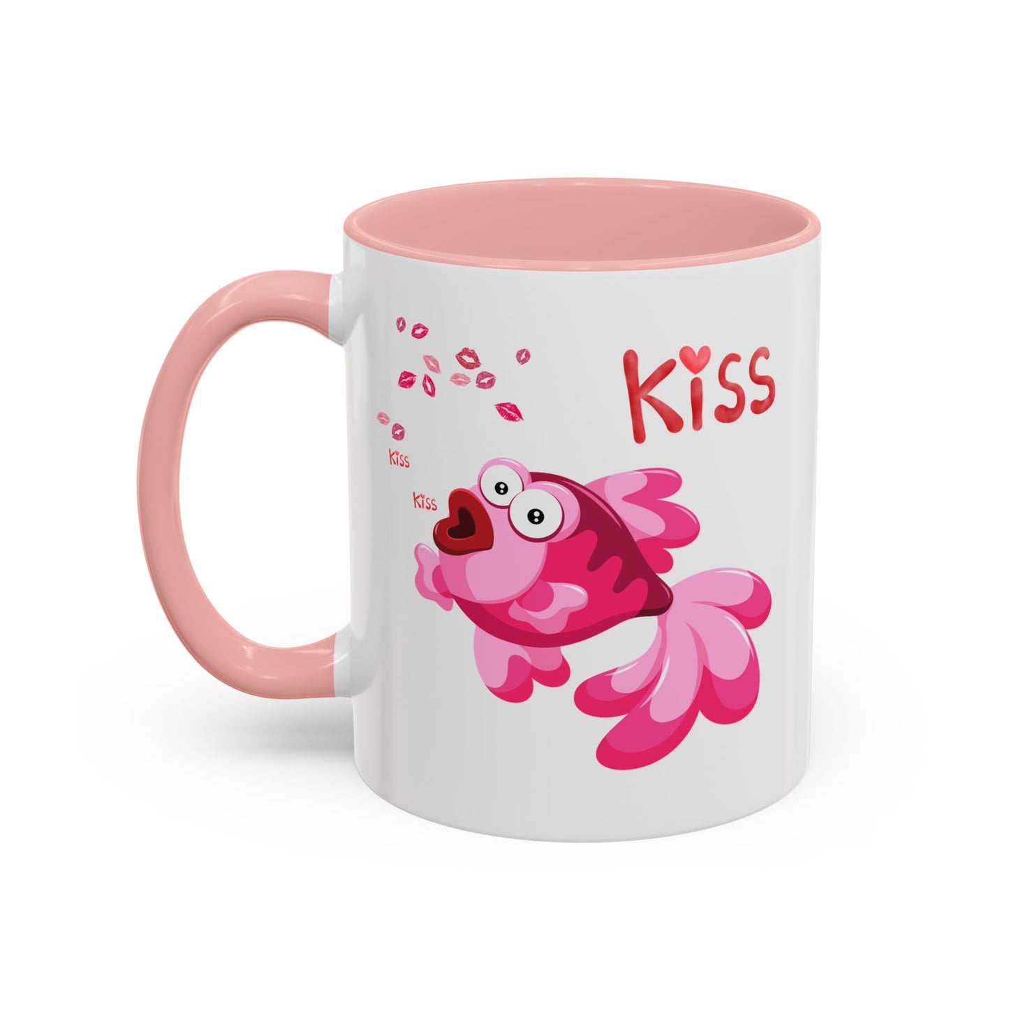 Pink fish with open mouth and kiss Coffee Mug
