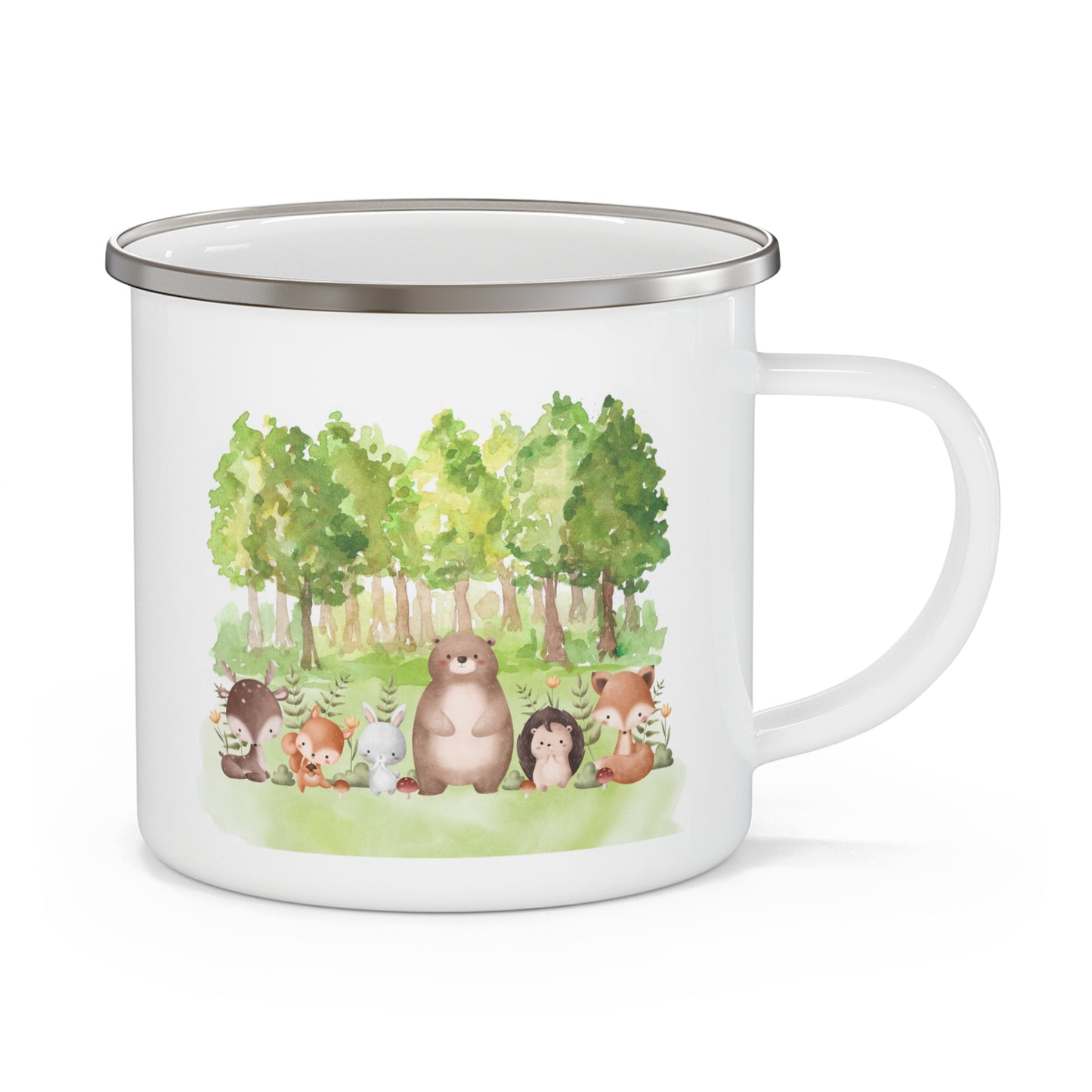 Whimsical Forest Animals Enamel Camping Mug