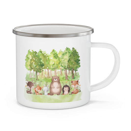 Whimsical Forest Animals Enamel Camping Mug