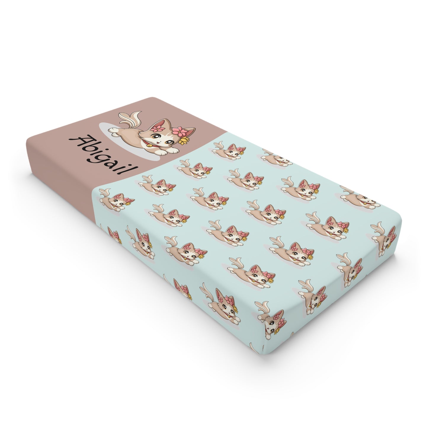 Personalized Baby Changing Pad Cover — Cute Floral Bunny Design (Custom Name)