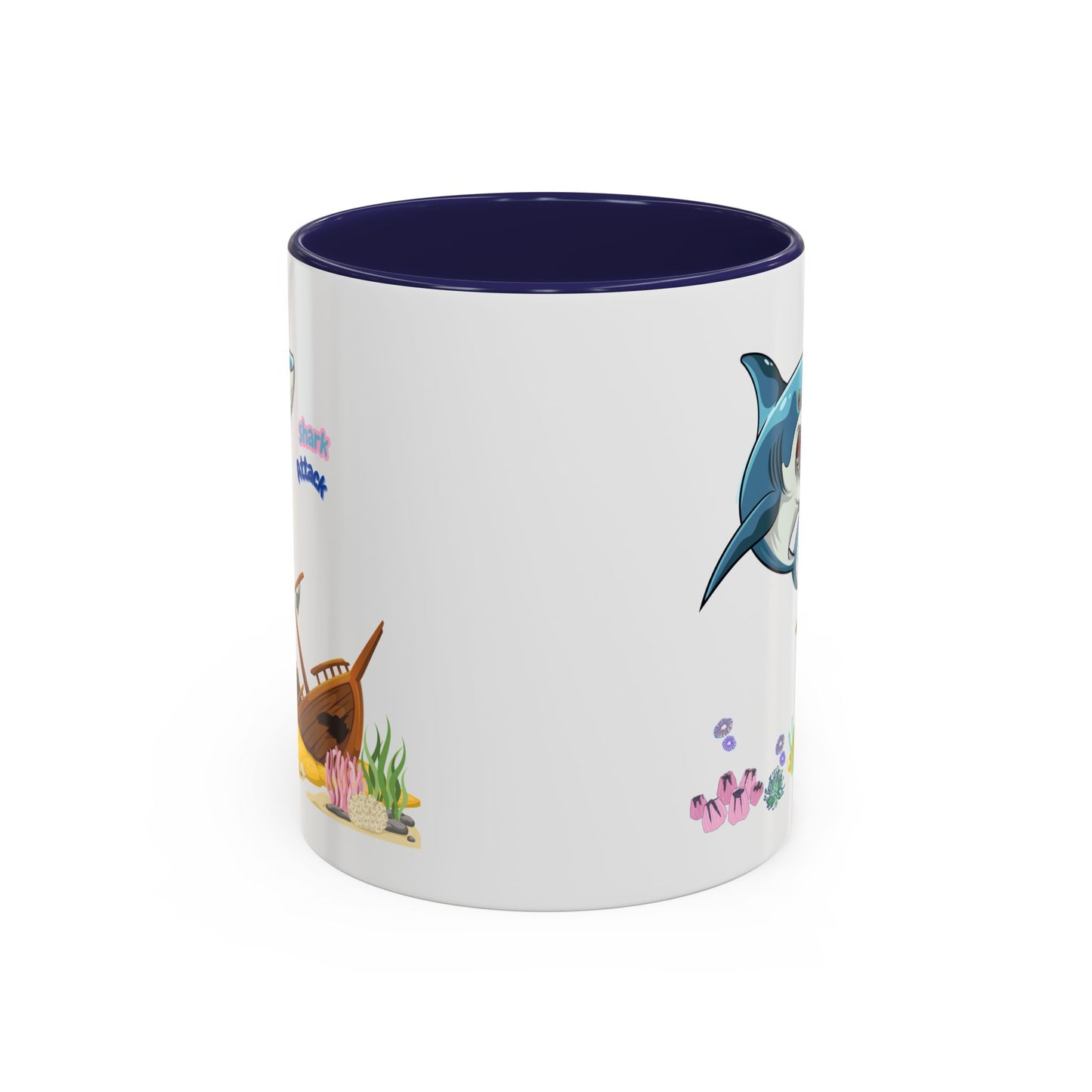 Shark ship colorful coral reef Coffee Mug
