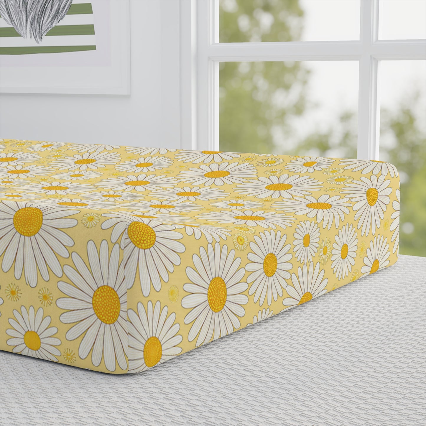 Daisy Darling Baby Changing Pad Cover – Yellow Floral Nursery Decor