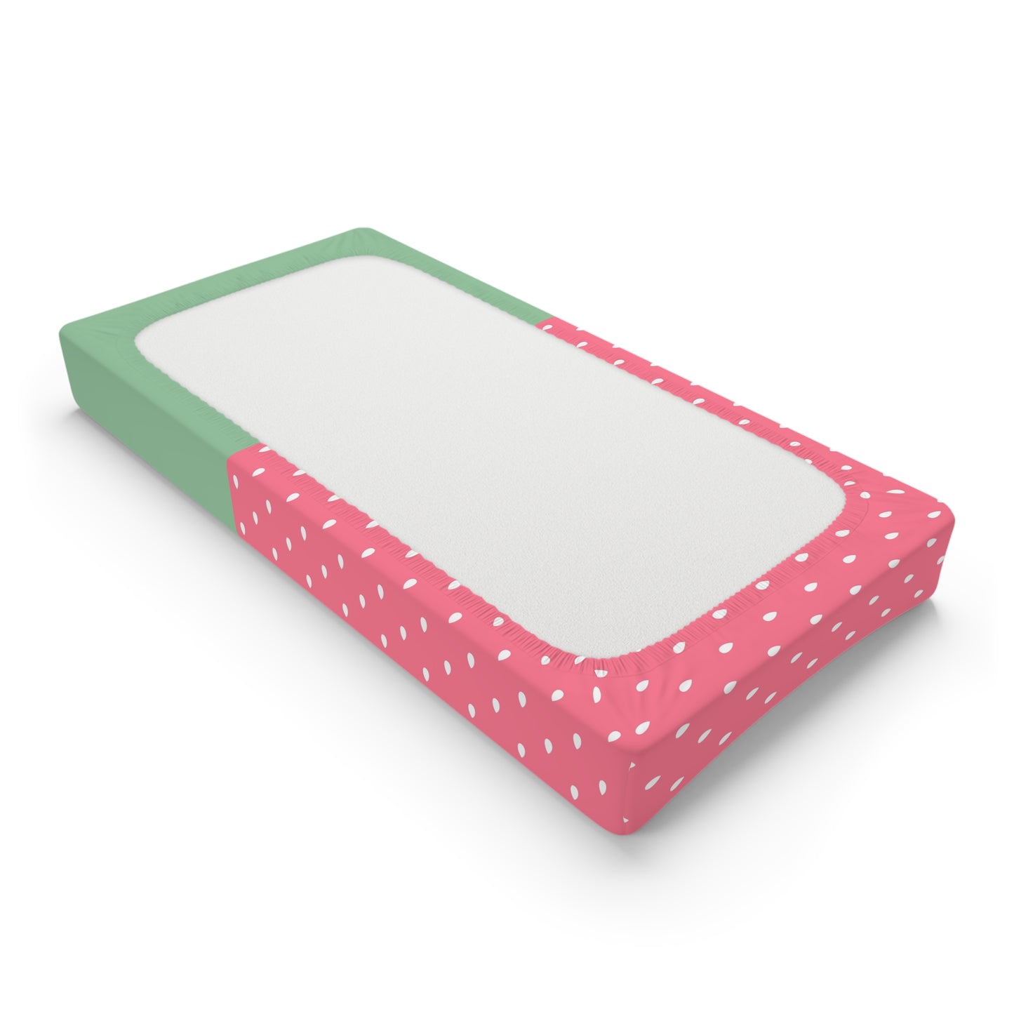 Strawberry Sweet Baby Changing Pad Cover — Pink Polka Dot Nursery Accessory