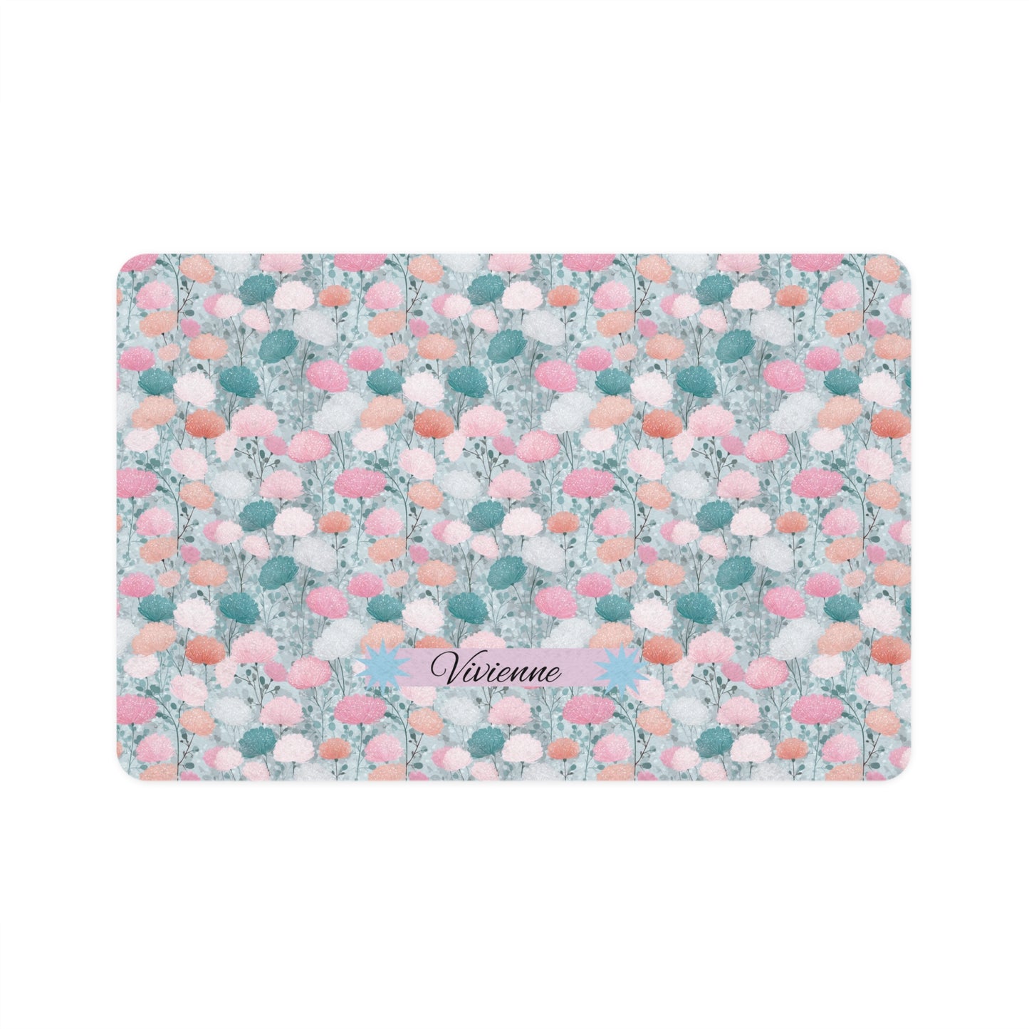 Personalized Pastel Floral Pet Food Mat (12x18)