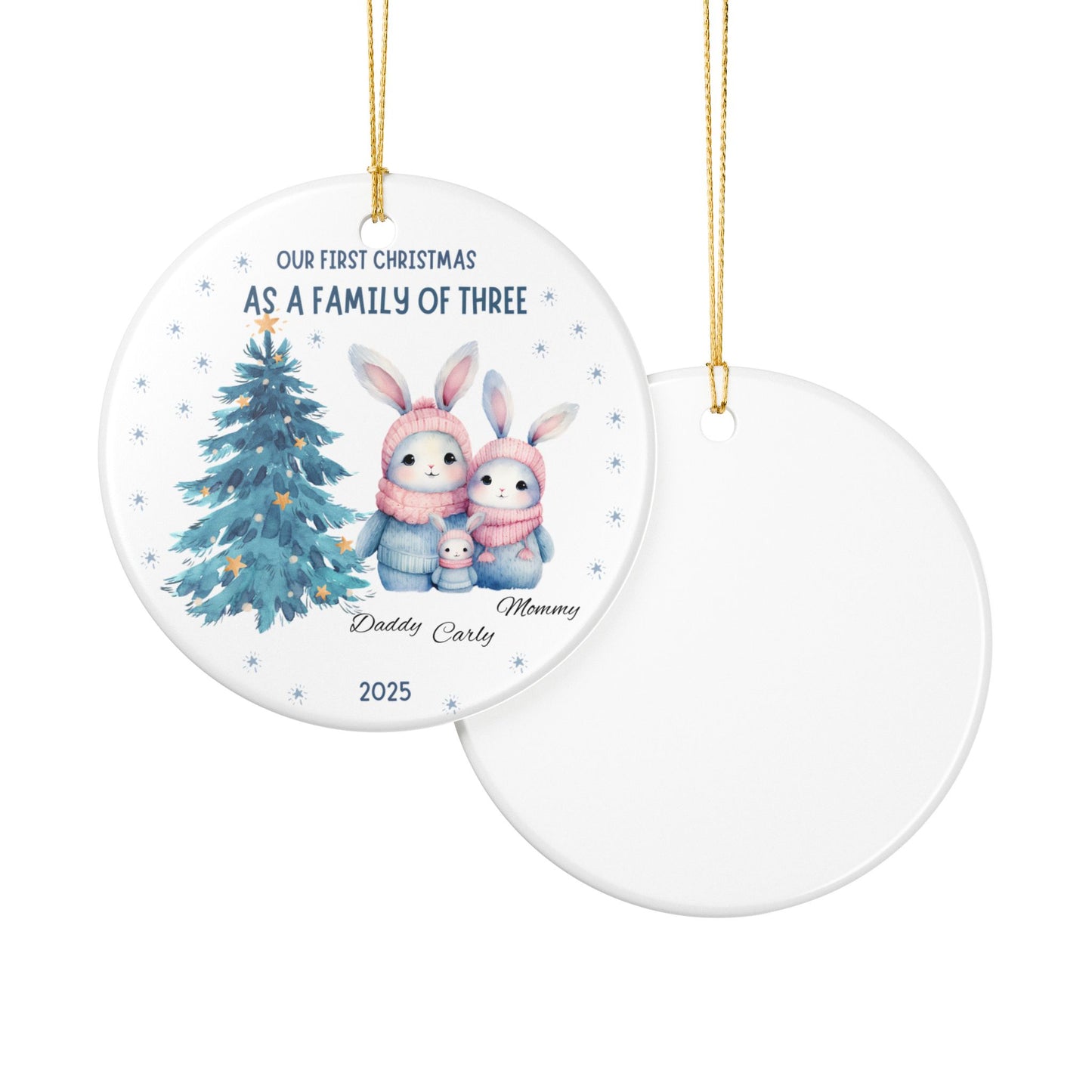 Family Christmas Ornament, Personalized Holiday Keepsake, First Christmas as a Family of Three Decoration, 2025 Family Tradition, [...]
