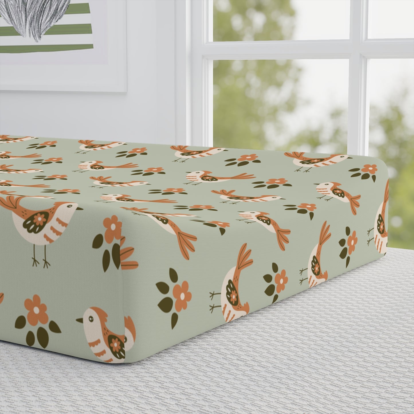 Woodland Deer Baby Changing Pad Cover — Personalized Nursery Floral Pattern