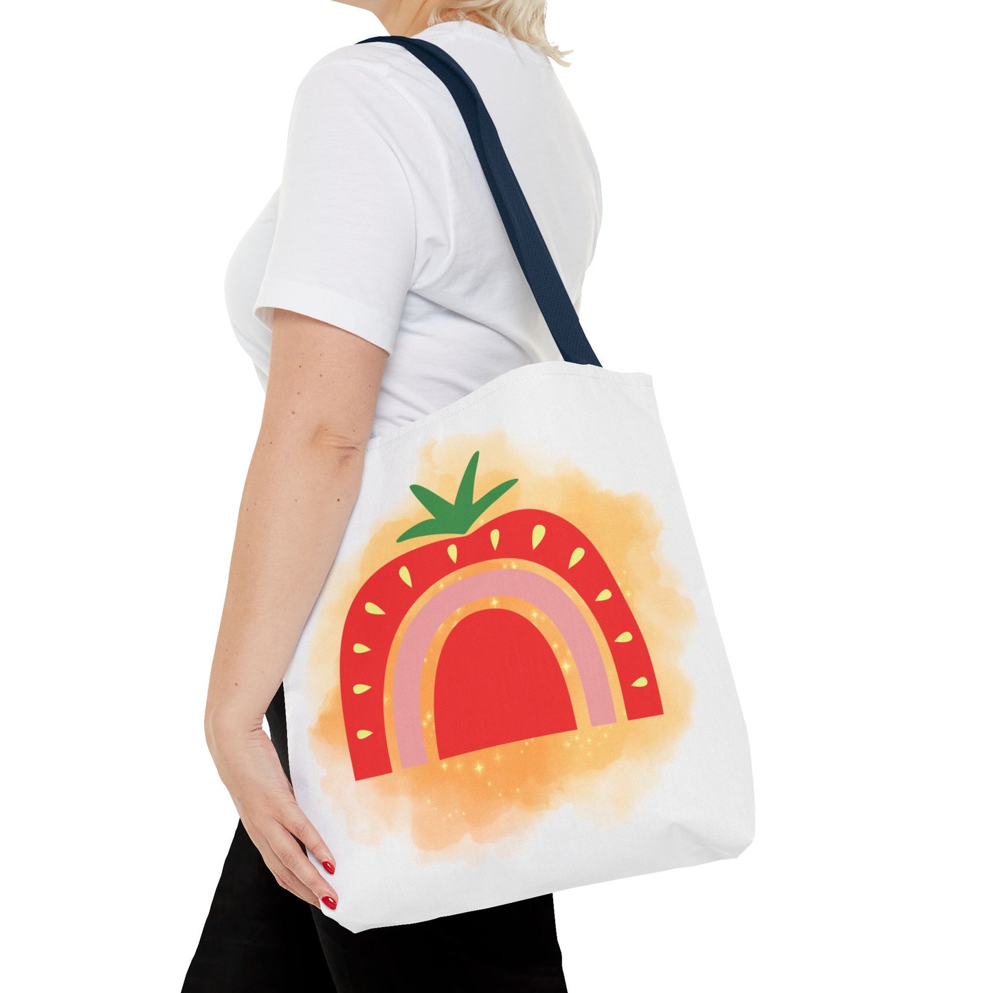 Strawberry Rainbow Tote Bag – Cute Fruit Watercolor AOP Tote