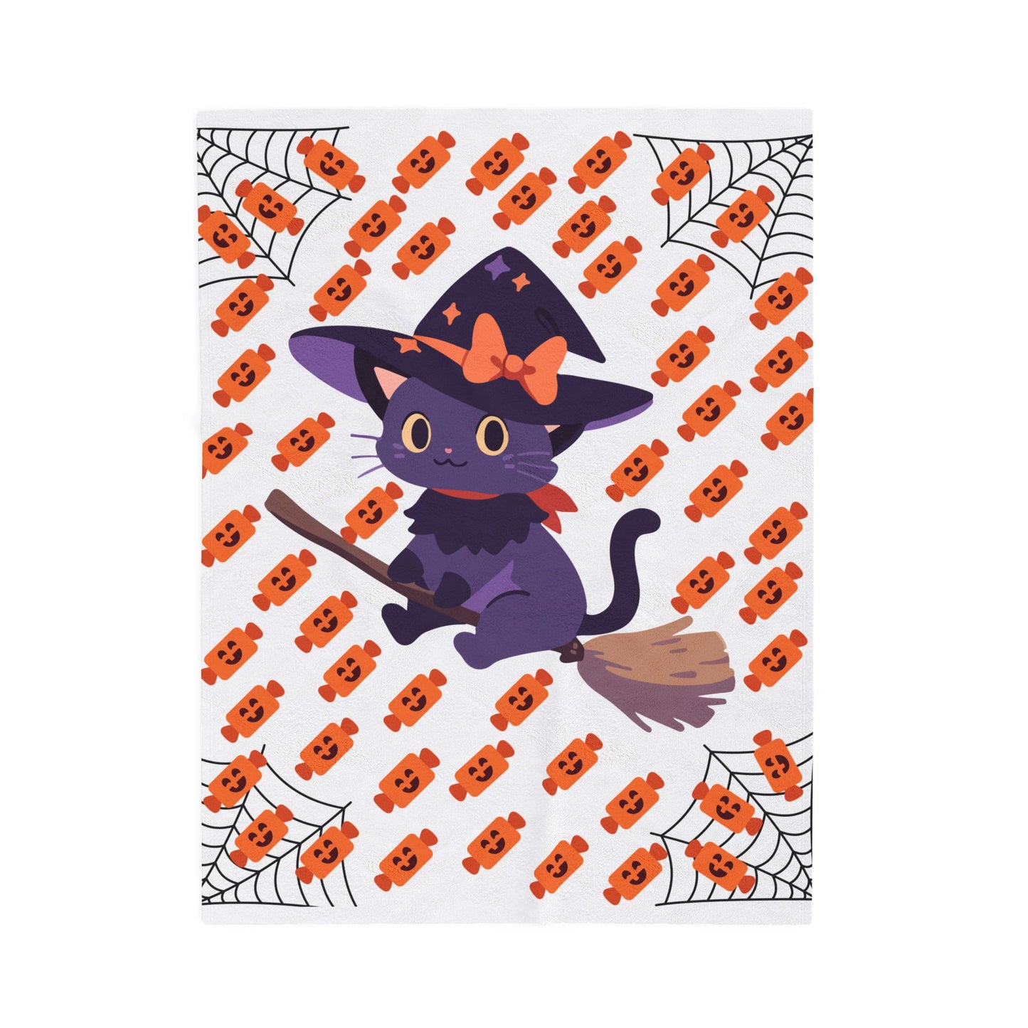 Whimsical Halloween Cat Blanket - Cozy Soft Plush Throw for Fall Decor, Gift for Cat Lovers, Spooky Season, Kids Room, Cozy Movie Nights