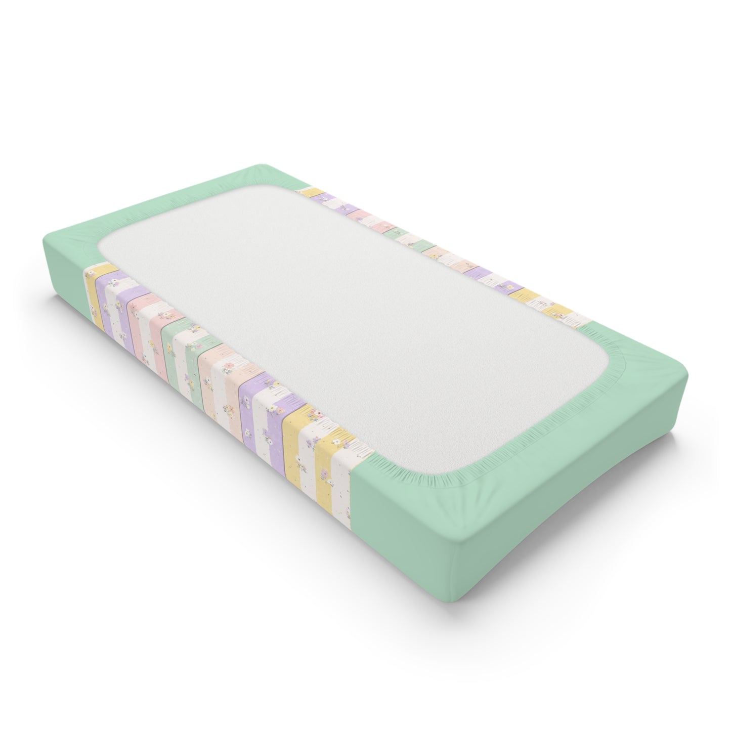 Personalized Floral Name Baby Changing Pad Cover — Pastel Striped Nursery Protector