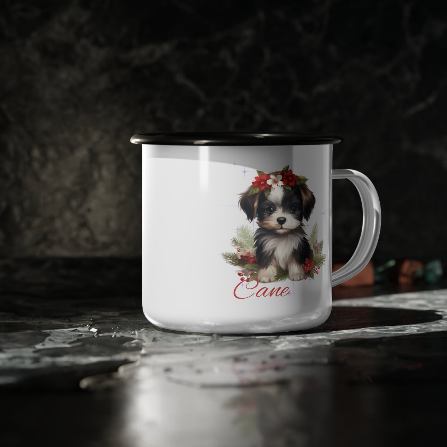 Holiday Dog Lover Enamel Camp Cup