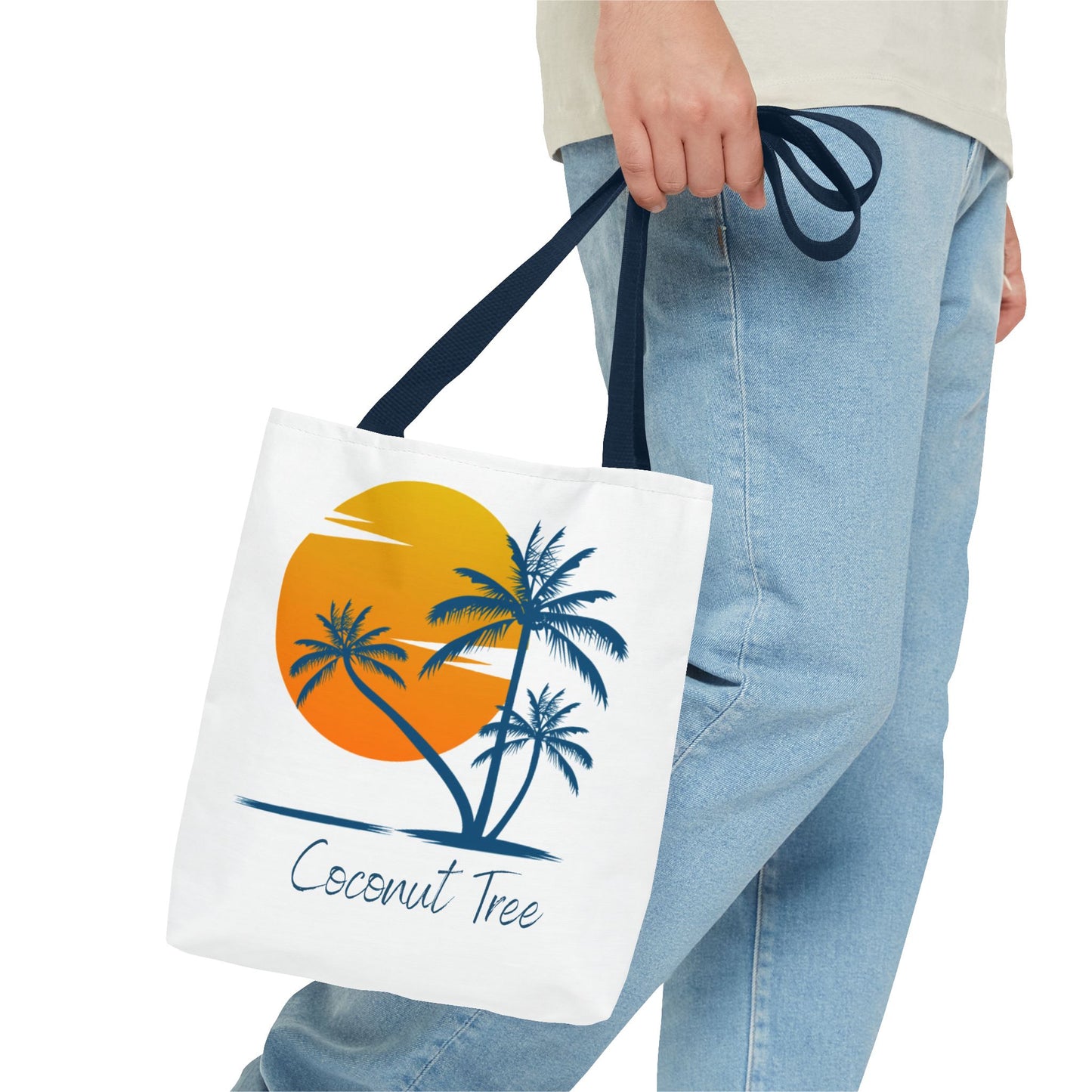 Coconut Tree Tote Bag — Tropical Sunset Beach Canvas Tote