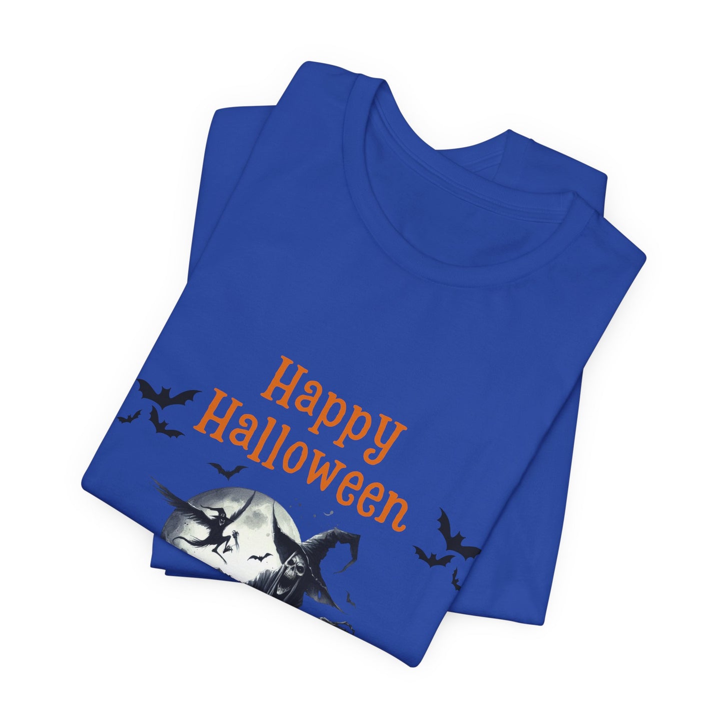 Happy Halloween Unisex Tee, Spooky T-Shirt, Halloween Gift, Fall Wardrobe Essential, Ghosts and Ghouls Vibe
