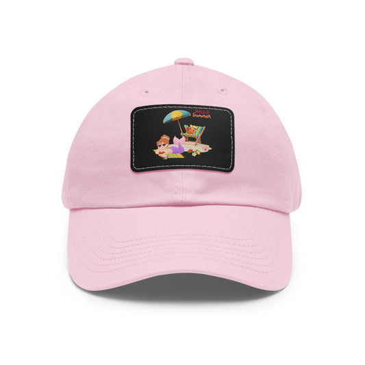 Mermaid lounging on a beach towel Dad Hat with Leather Patch (Rectangle)