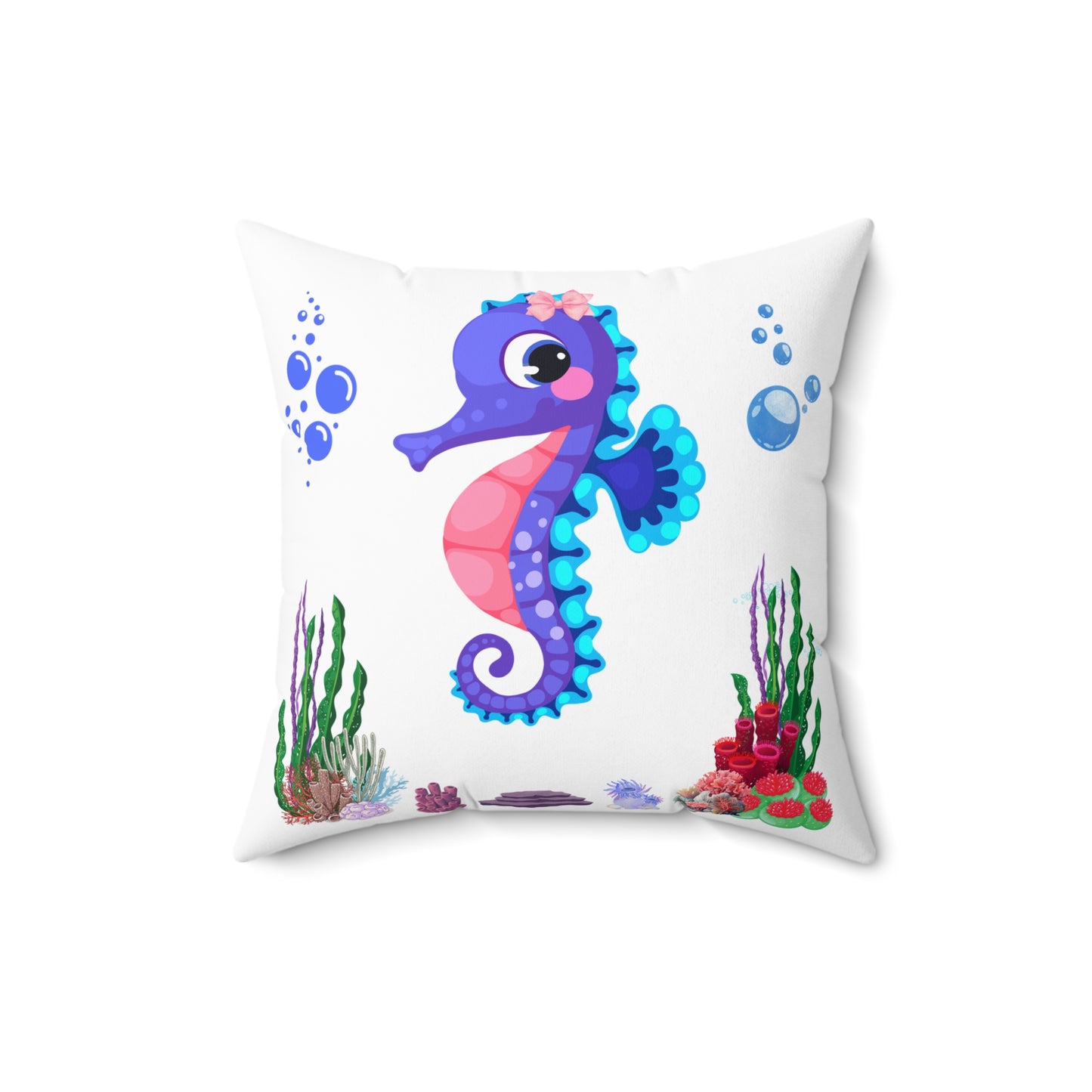 Seahores playful under the sea Spun Polyester Square Pillow