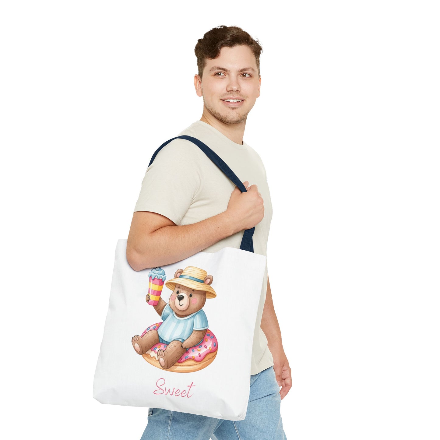 Sweet Bear Beach Tote - Cute Summer Teddy on Donut Float