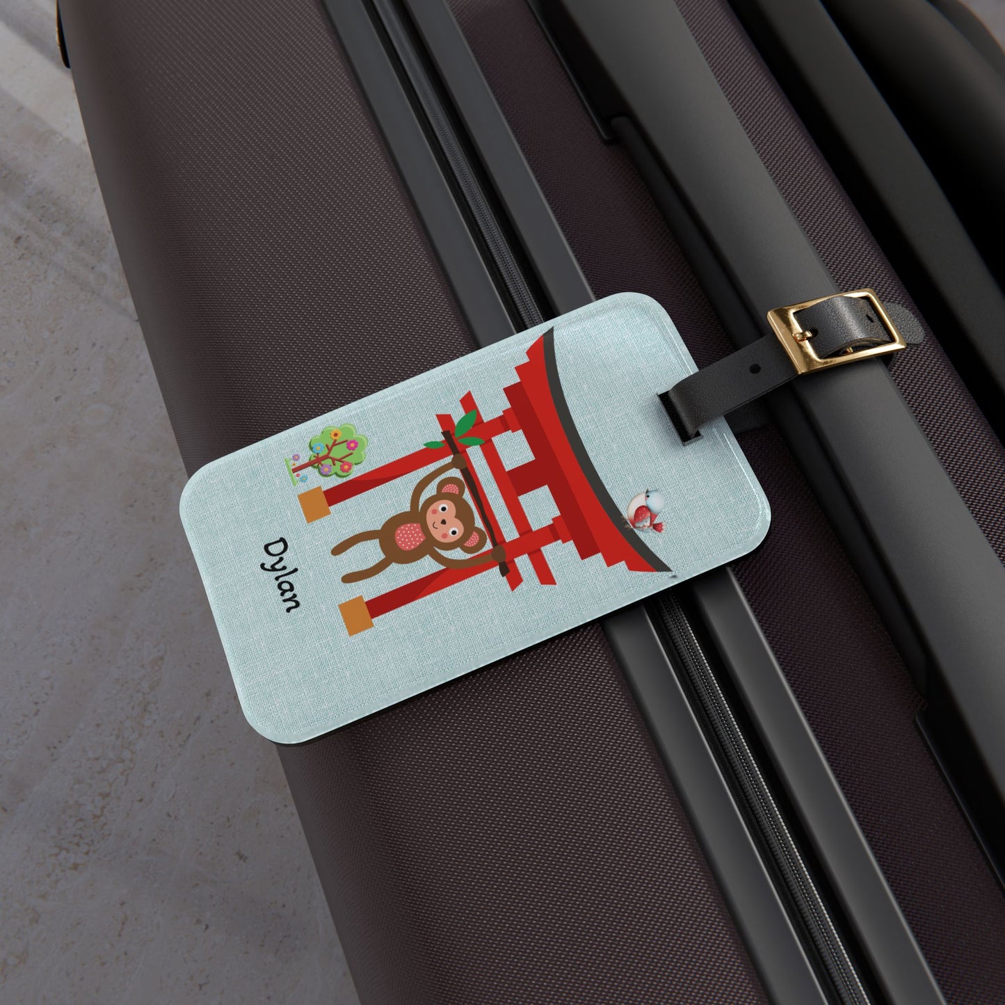 Monkey Torii Luggage Tag — Personalized Kids Travel ID