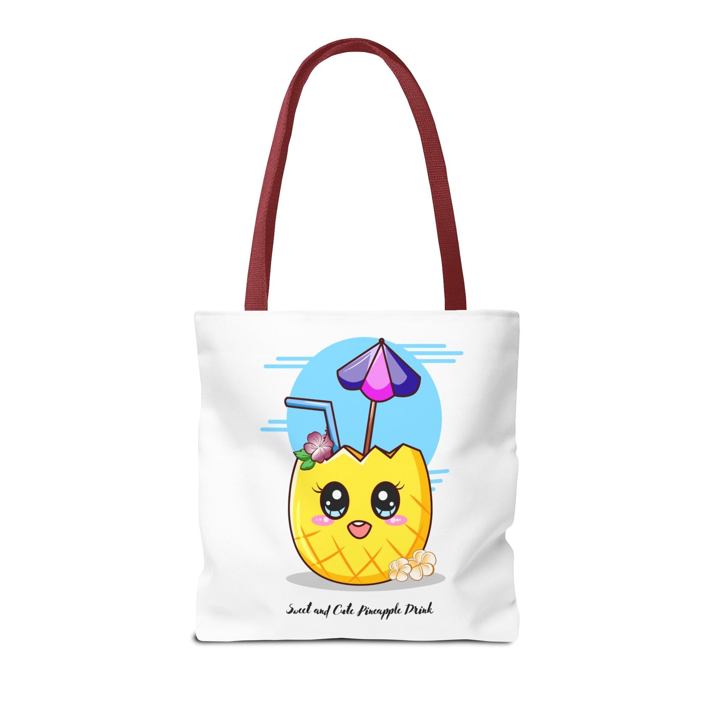 Pineapple Picnic Tote Bag — Cute Kawaii Tropical Drink Design