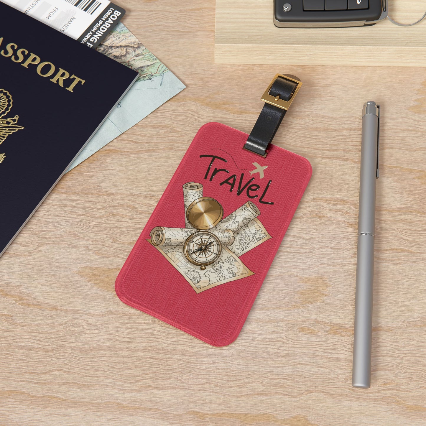 Travel Luggage Tag – Compass & Map Design