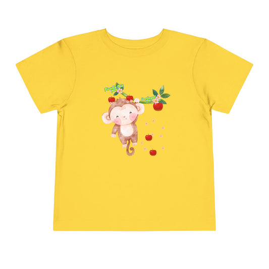 Cute Monkey Strawberry Toddler Tee, Adorable Kids Shirt, Baby Gift, Summer Outfit, Birthday Gift, Playtime Apparel