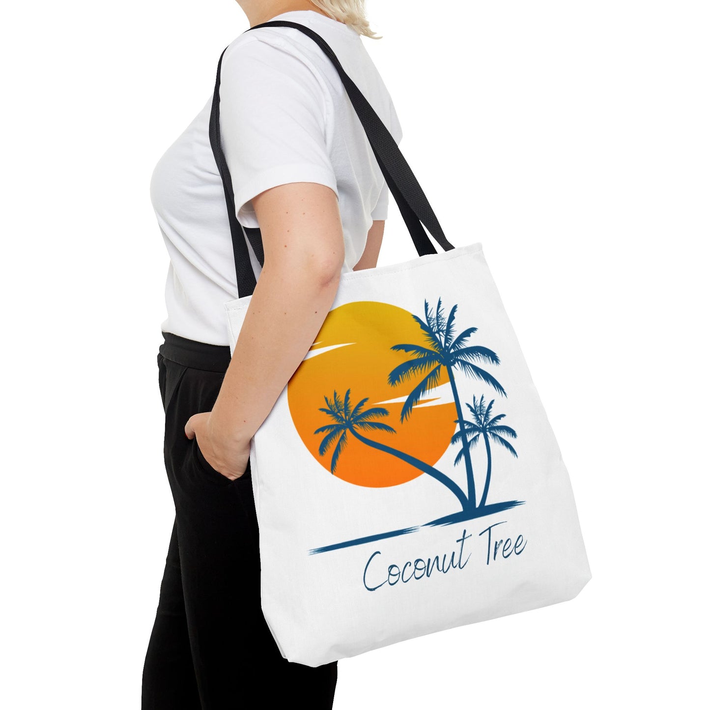 Coconut Tree Tote Bag — Tropical Sunset Beach Canvas Tote