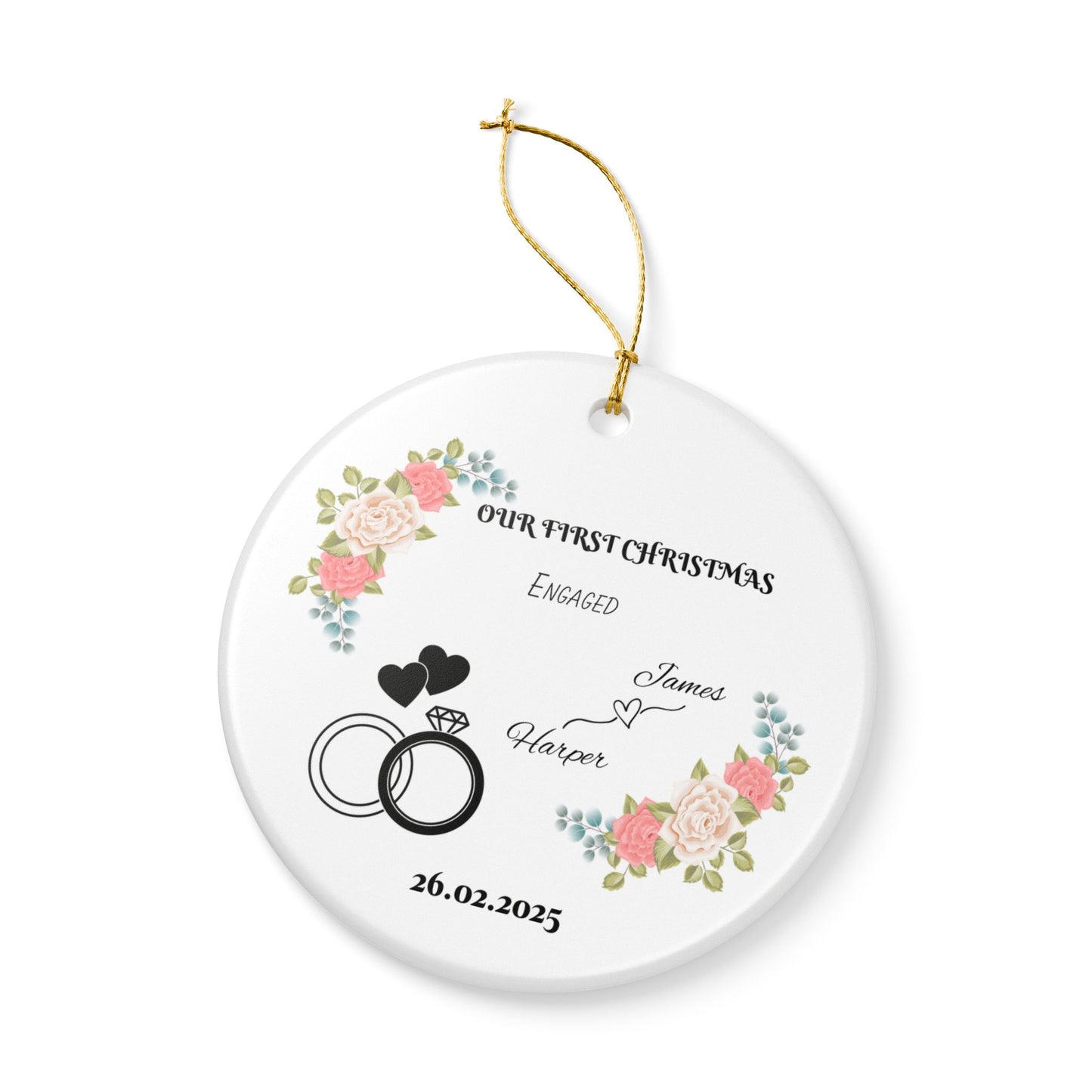 Engaged Christmas Ornament, Personalized First Christmas, Our First Christmas Engaged Ornament