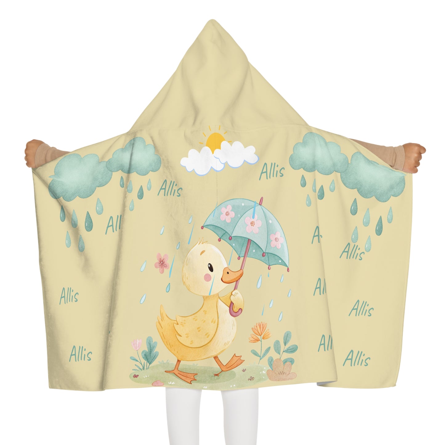 Duckling Hooded Towel — Personalized Kids Beach & Bath Towel with Umbrella Design