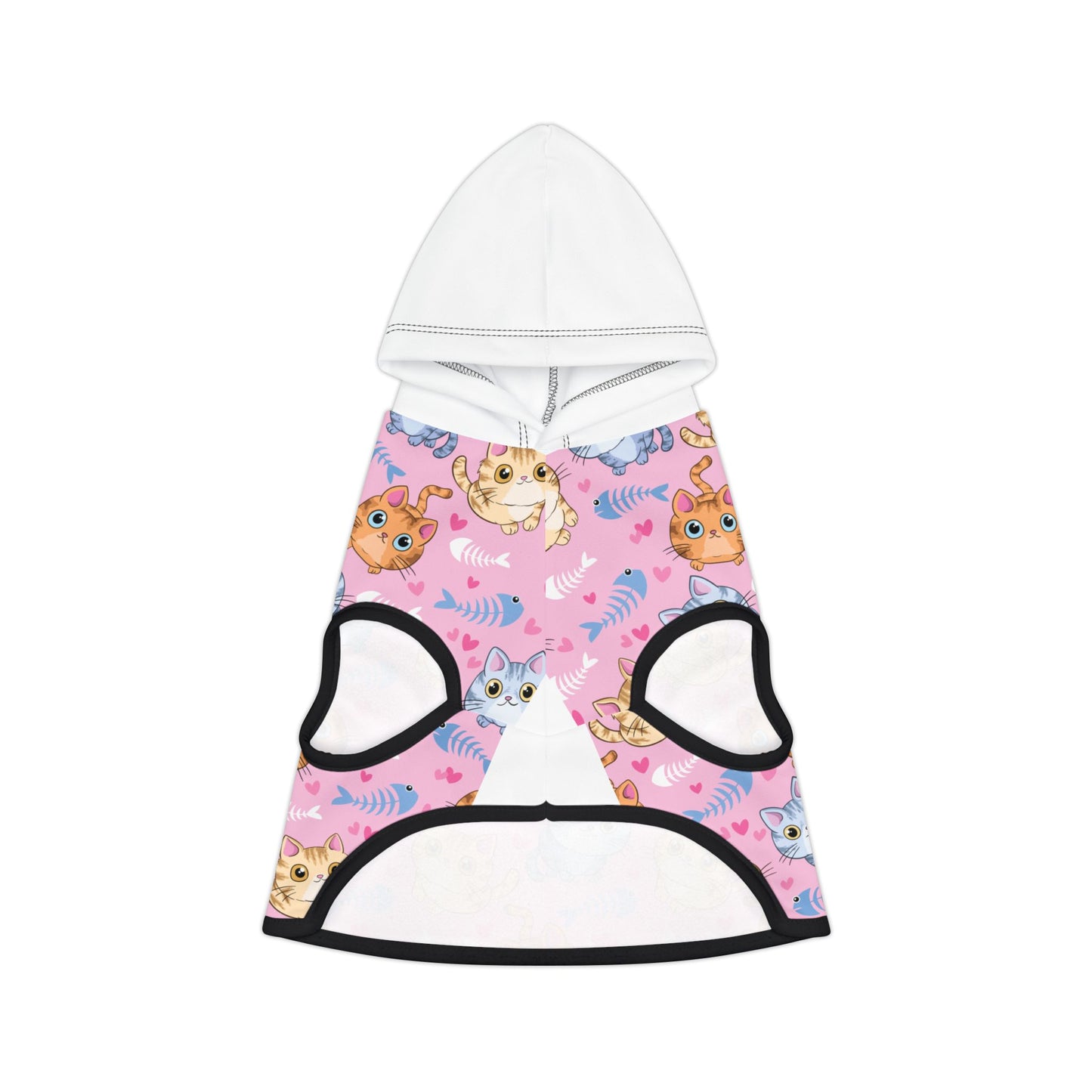 Cute Kitty Print Pet Hoodie - Pink Cat Pattern Dog & Cat Hoodie