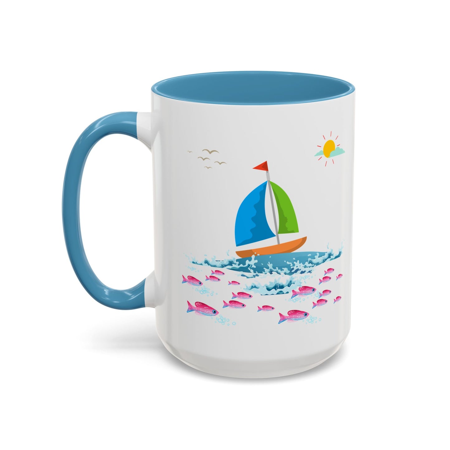 Sailboat and Red fish Coffee Mug
