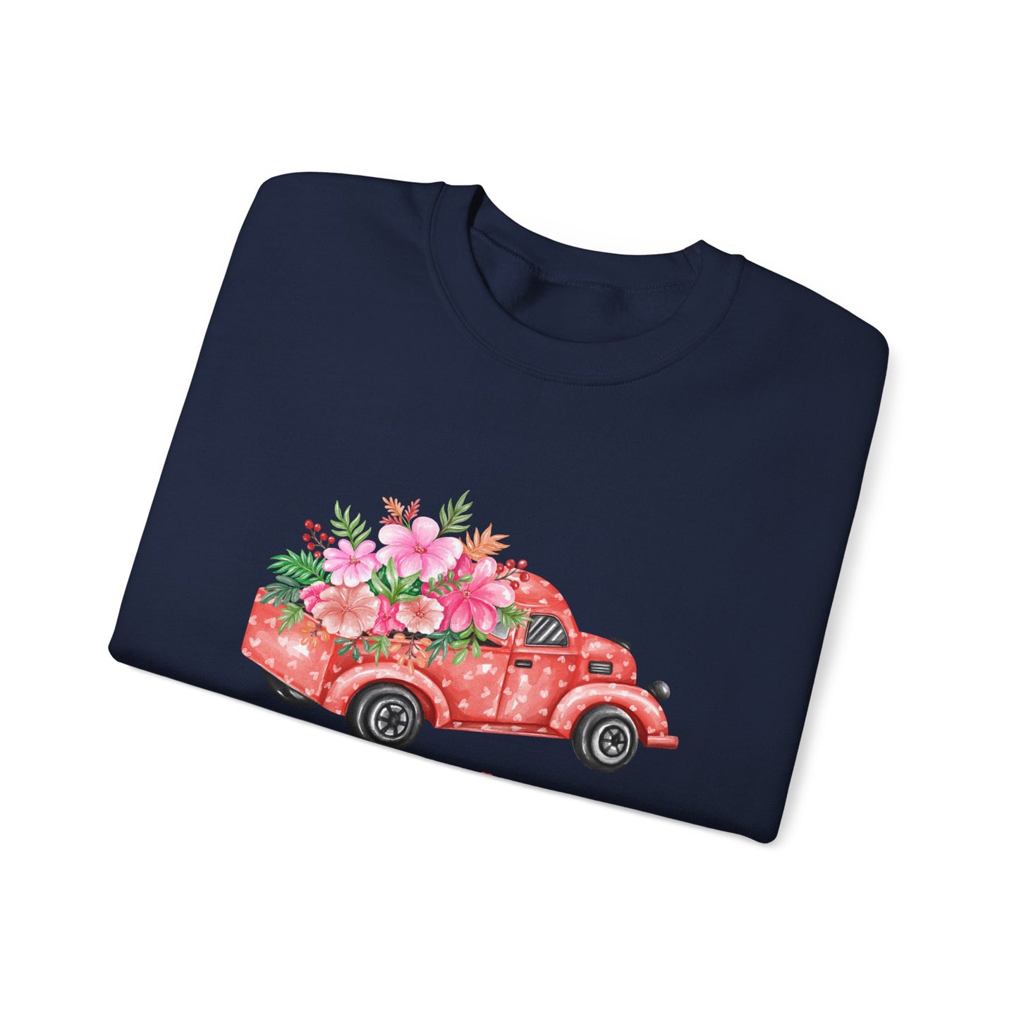 Flower Truck Crewneck Sweatshirt, Cozy Unisex Sweater for Valentine's Day, Comfortable Gift for Him/Her, Casual Love Apparel, Floral [...]