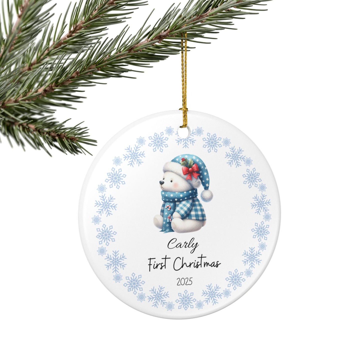 Personalized Christmas Ornament - First Christmas Decoration, Holiday Gift, Keepsake, Winter Decor, Newborn Gift