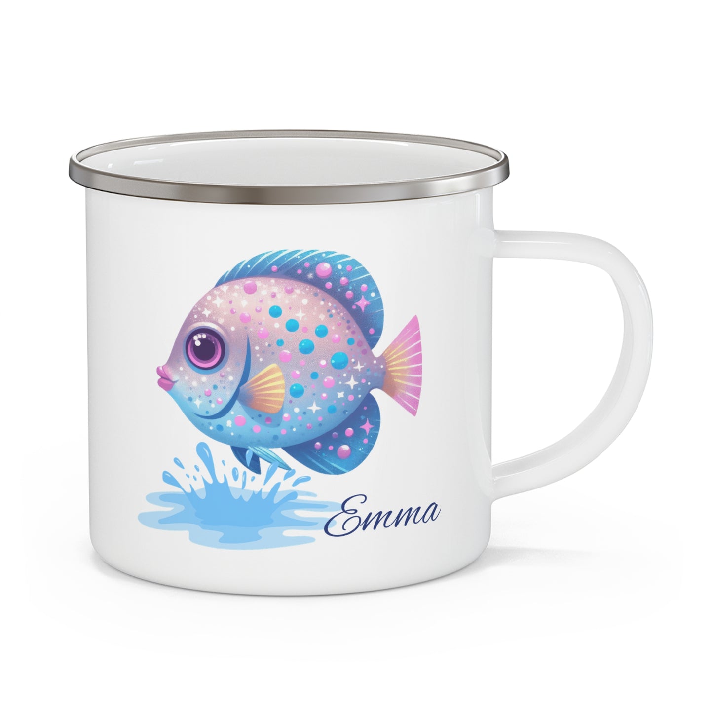Personalized Fish Enamel Camping Mug - Perfect Gift for Fishing Enthusiasts