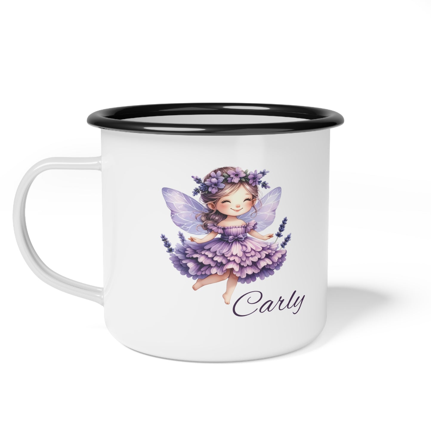 Personalized Lavender Fairy Enamel Camp Cup