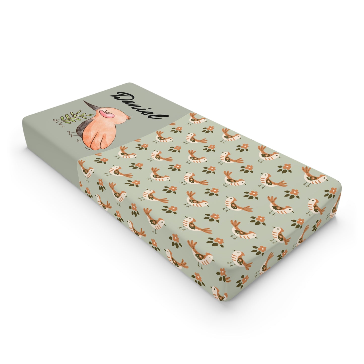 Woodland Deer Baby Changing Pad Cover — Personalized Nursery Floral Pattern