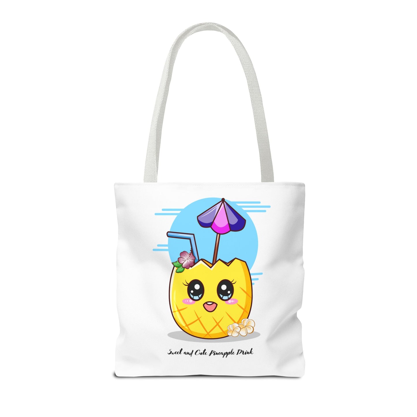 Pineapple Picnic Tote Bag — Cute Kawaii Tropical Drink Design