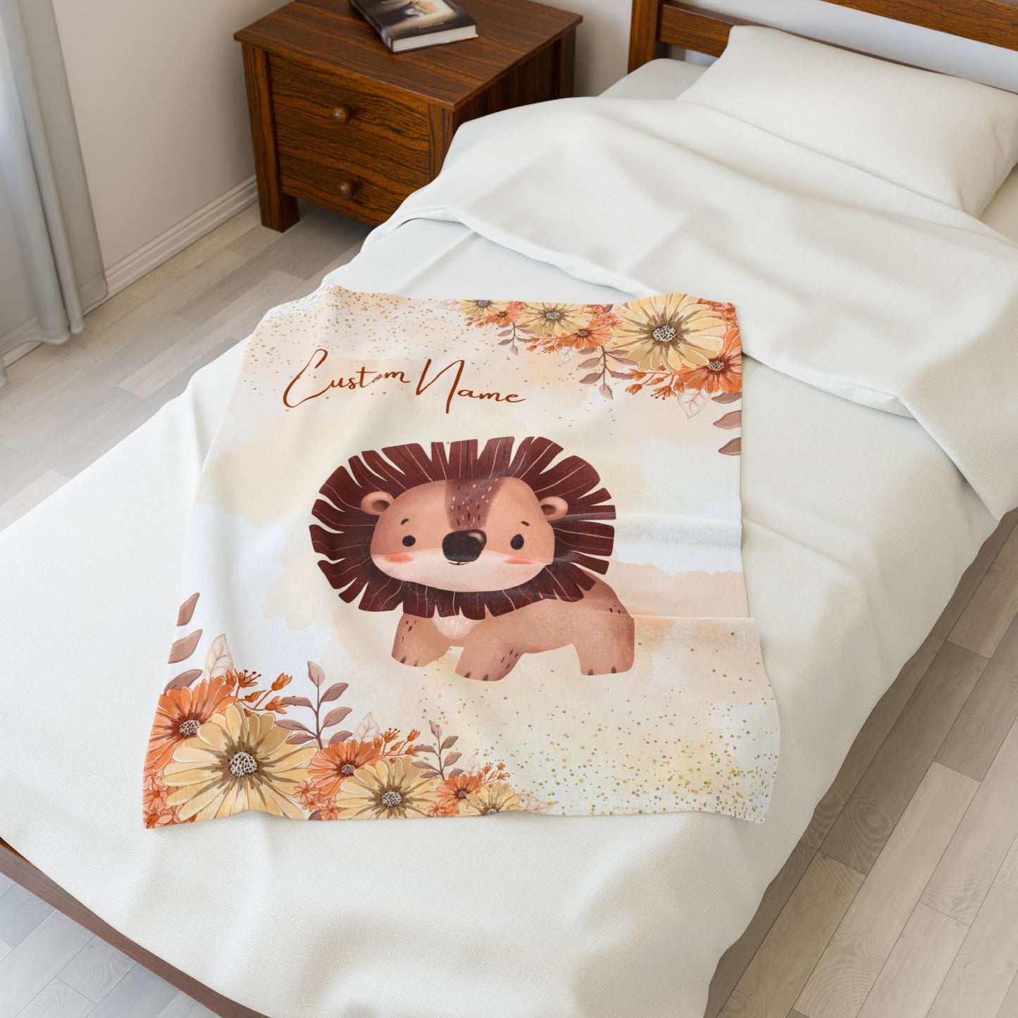 Custom Lion Velveteen Plush Blanket, Cozy Throw for Kids, Nursery Decor, Baby Shower Gift, Unique Child’s Blanket